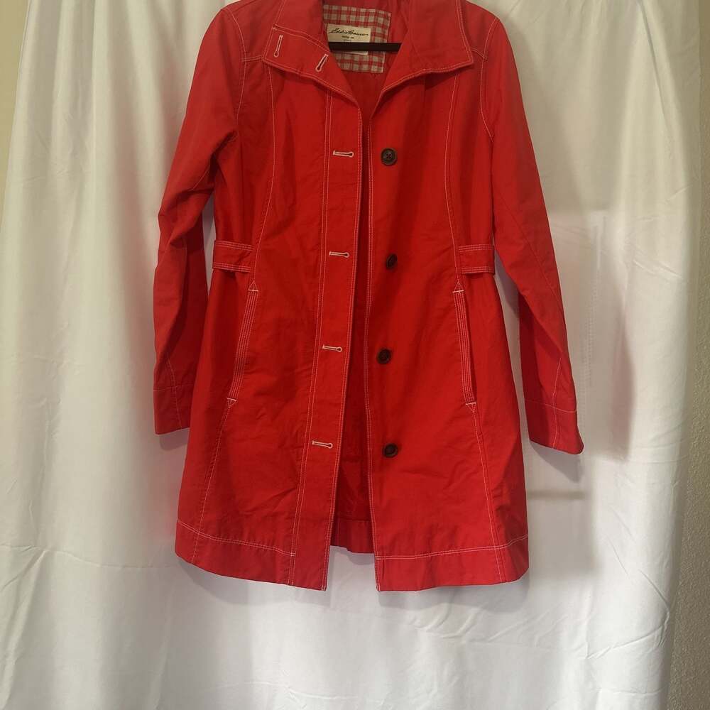 Eddie Bauer Women's Red Lightweight Rain Trench Coat